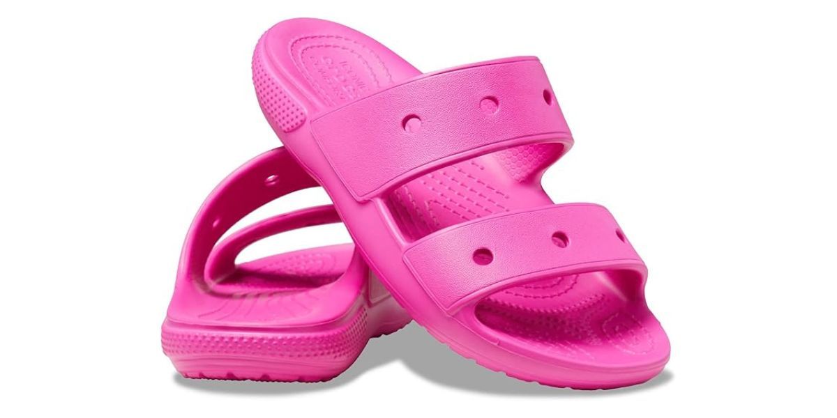 Crocs Kids' Classic Sandal hot pink sandal on white background