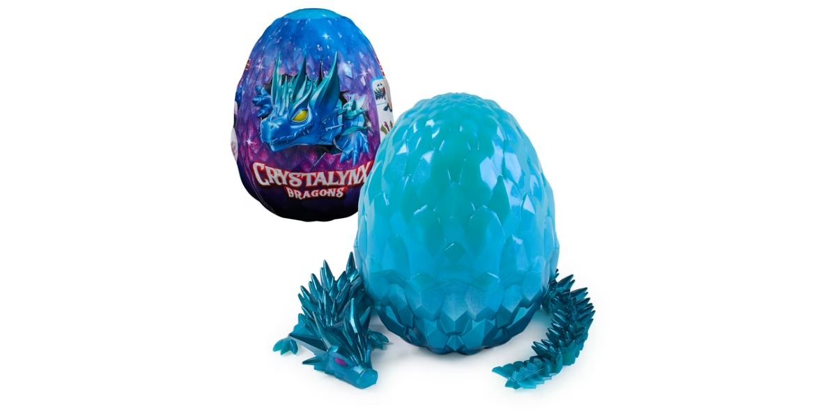 CrystaLynx Dragons, 12.5-inch Articulated Dragon Figure & Display Egg