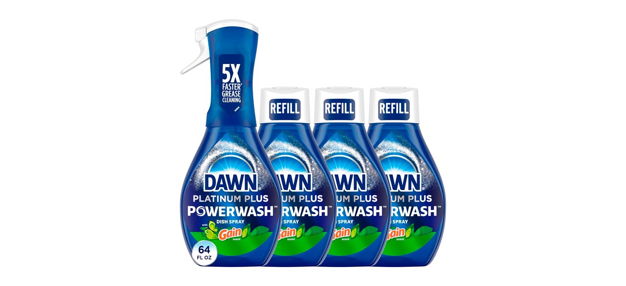 Dawn Powerwash Gain Original Dish Spray, Liquid Dish Soap 1 Starter Kit + 3 Refills