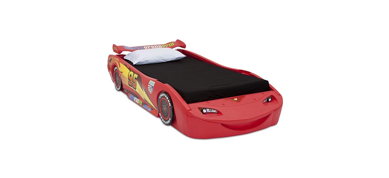 Delta Children Two-Piece Lightning McQueen Twin Bed with Working Headlights