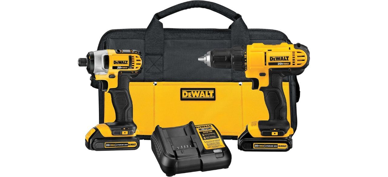 DEWALT 20V MAX Cordless Drill and Impact Driver on white background