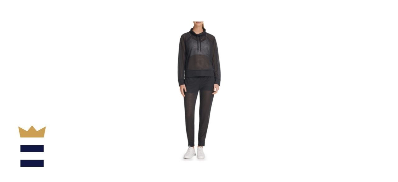 DKNY Sport Mesh Funnel-Neck Top