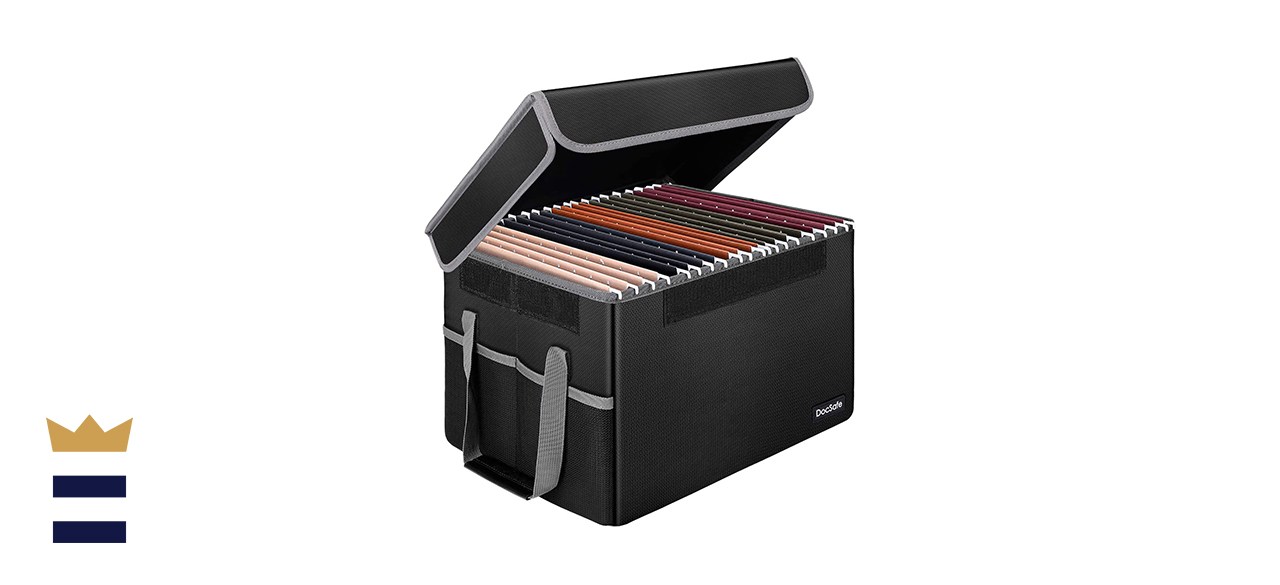 DocSafe Fireproof Soft Portable File Box With Hook-and-Loop Lid and Fabric Handles