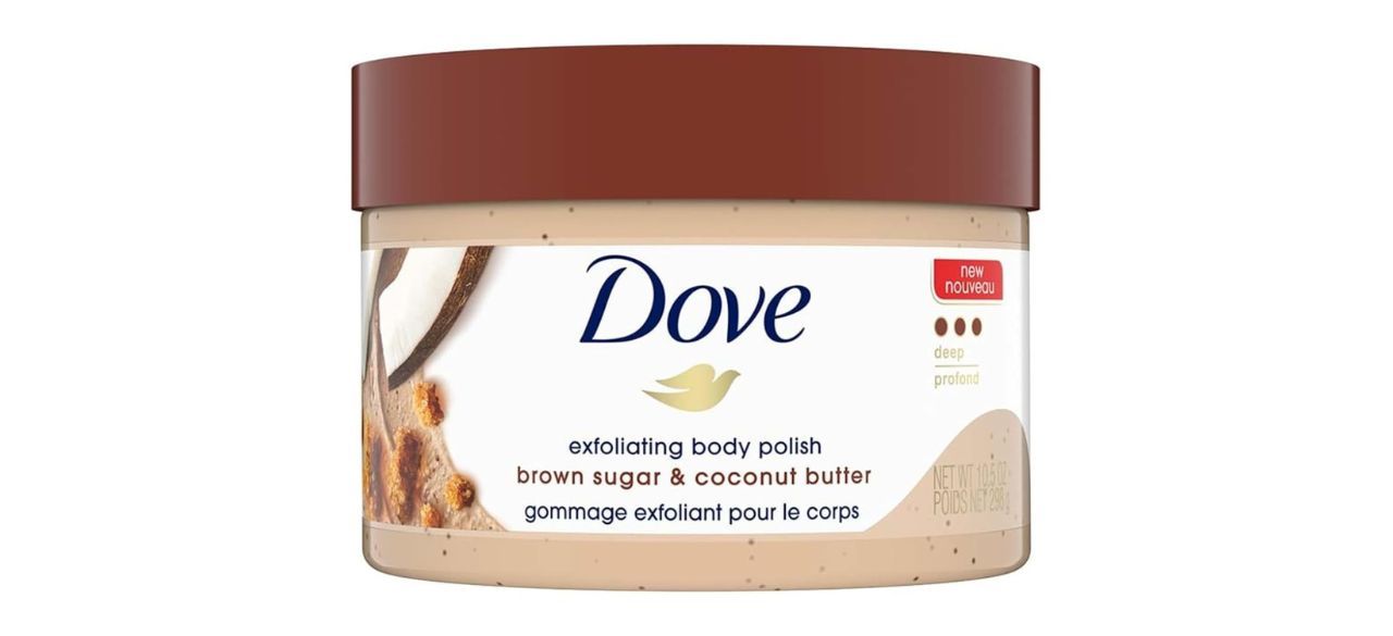 Dove Brown Sugar & Coconut Butter Exfoliating Body Polish on white background