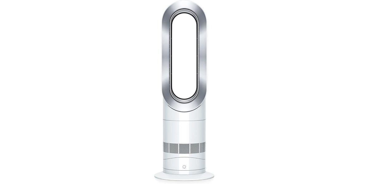 The Dyson Hot+Cool AM09 Jet Focus heater and fan in silver and white