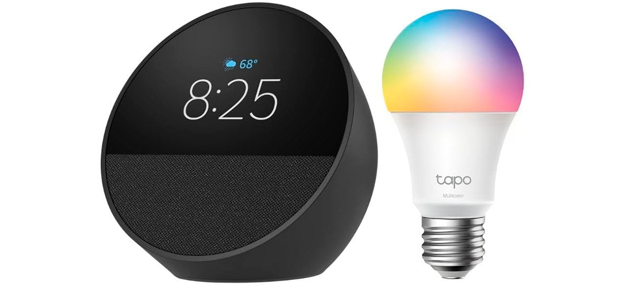 Echo Spot with TP-Link Tapo Smart Color Bulb