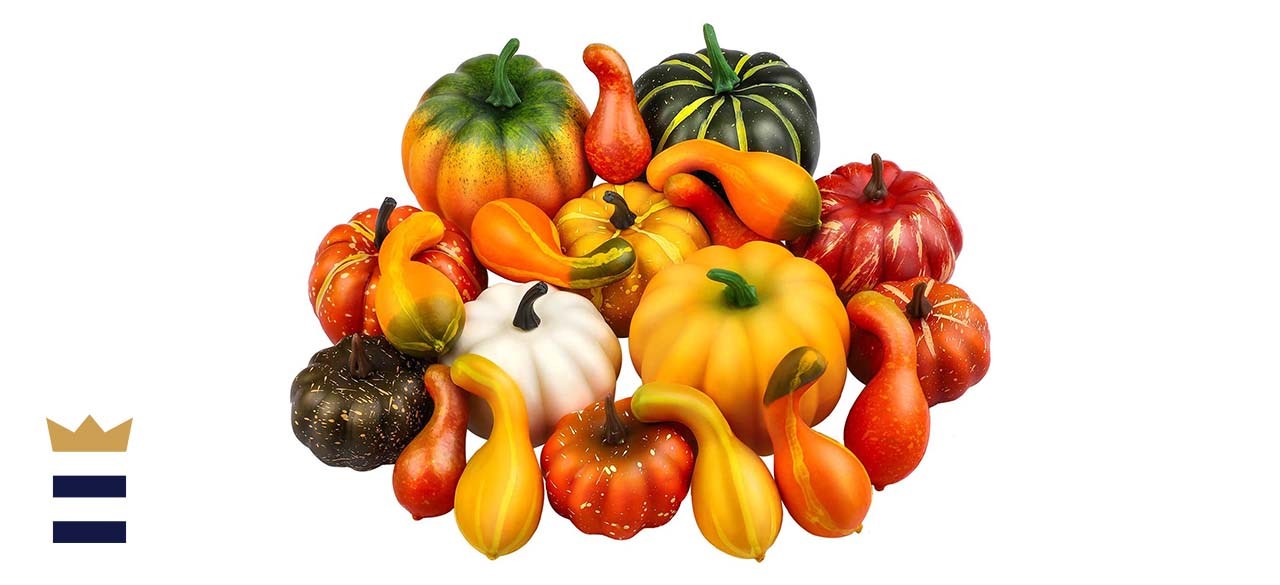 Elcoho 20 Pieces Realistic Artificial Pumpkins