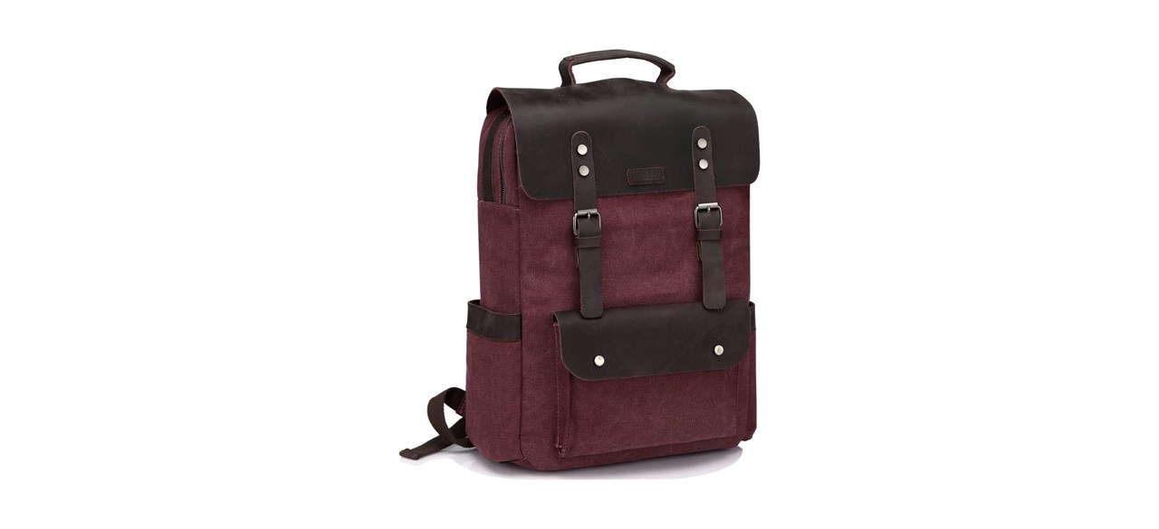 Best Vaschy Vintage Leather Canvas Backpack