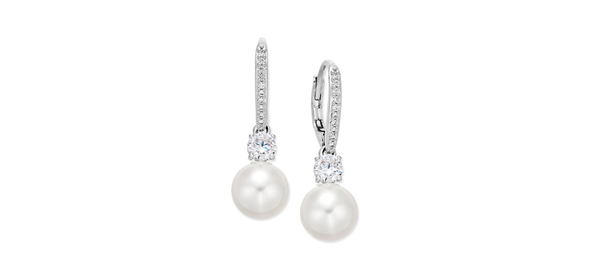 Eliot Danori Silver-Tone Crystal Imitation Pearl Drop Earrings