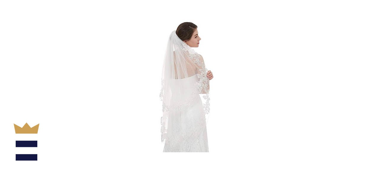 EllieHouse Two-Tier Lace Bridal Veil With Comb