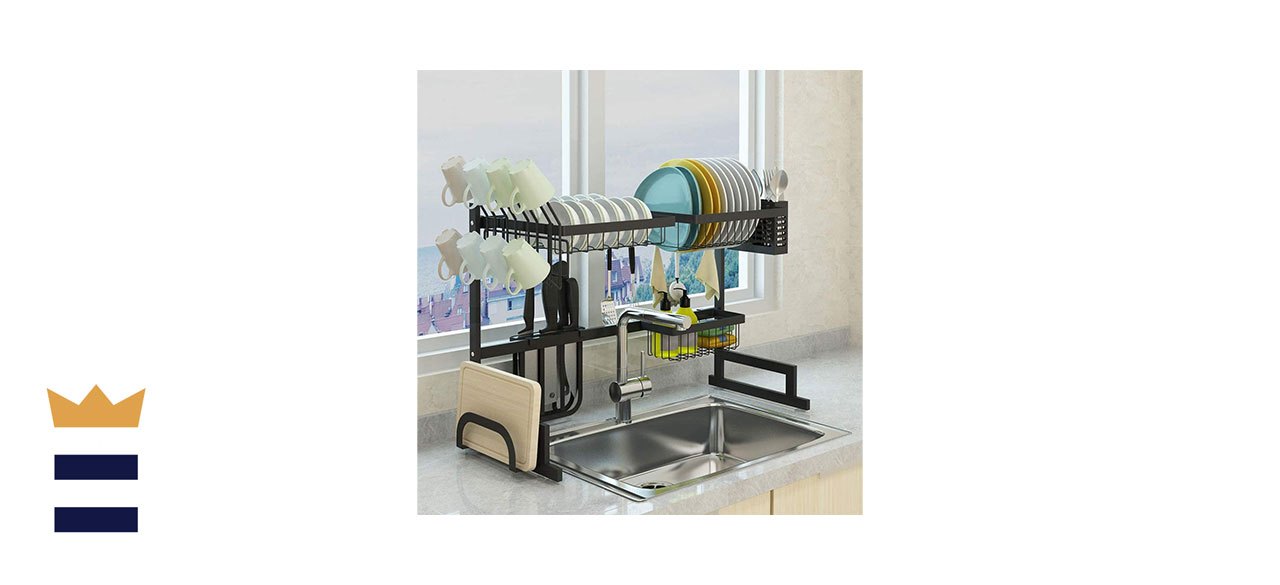 eModernDecor Avery Black Stainless Steel Standing Dish Rack