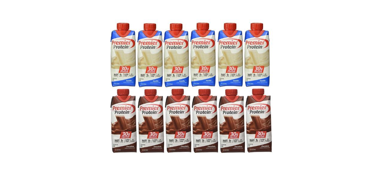 Premier Protein Six Chocolate and Six Vanilla Shakes 11-Ounce Pack of 12