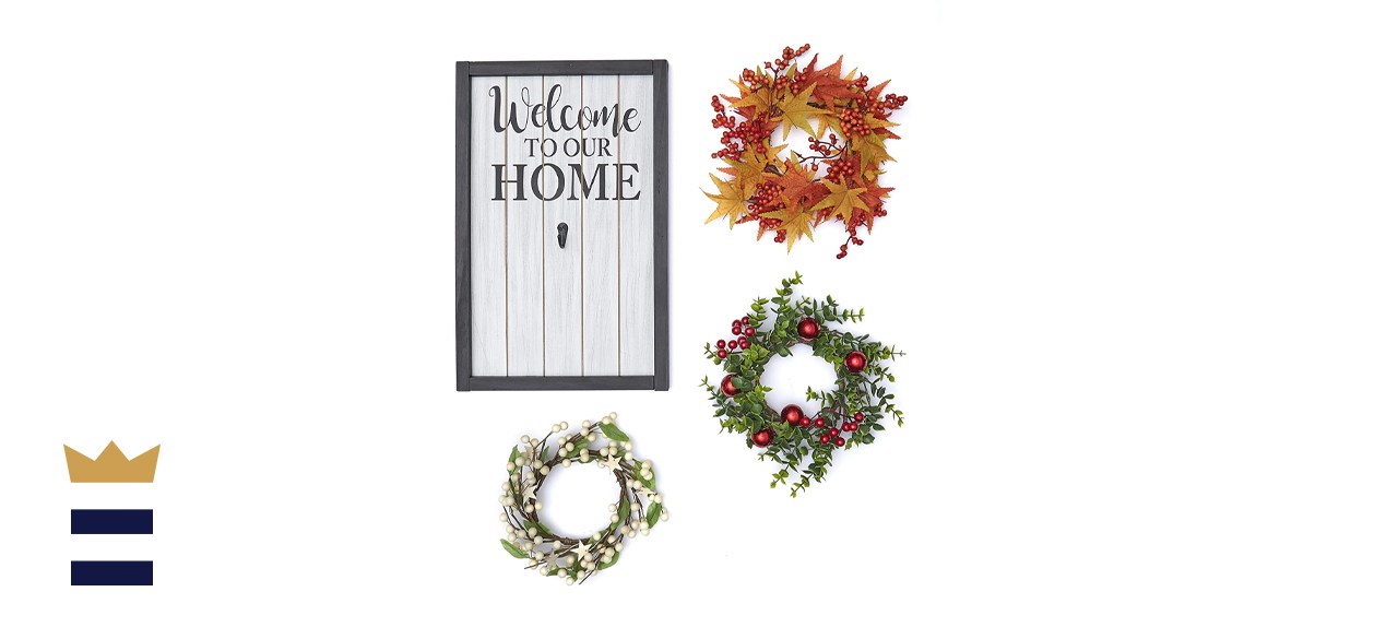 The Lakeside Collection Home Sign and Wreath Set for Fall and Holidays