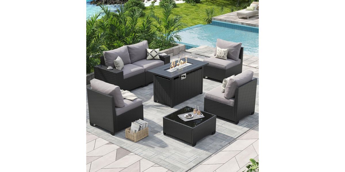 Aoxun Outdoor Patio Furniture Set with 44'' Fire Pit Table