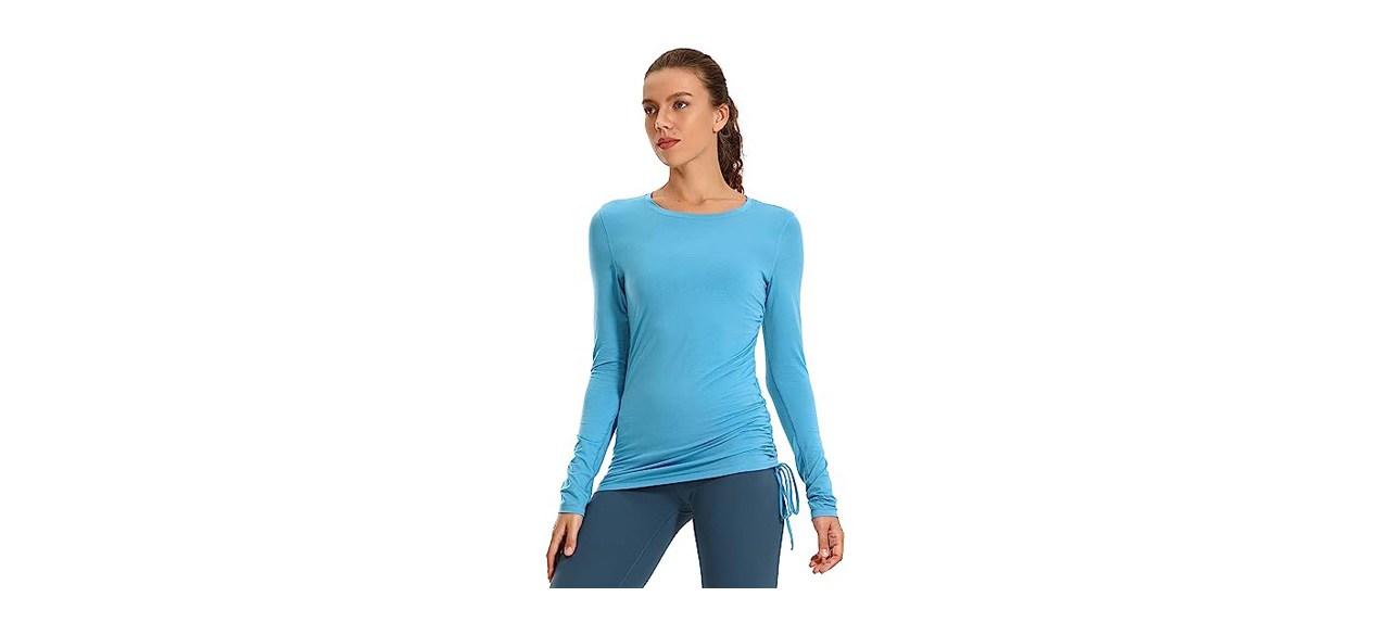 CRZ YOGA Women's Pima Cotton Workout Long Sleeve Shirts 