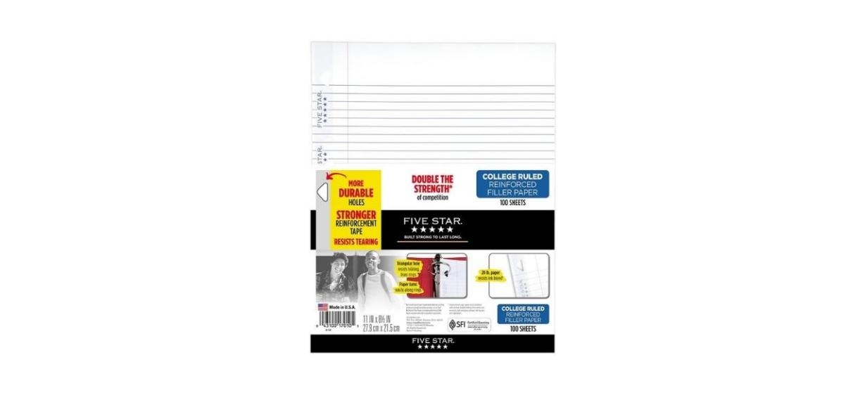 Five Star Reinforced College Ruled Filler Paper