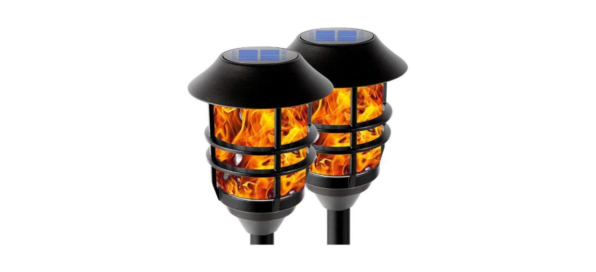 Flickering Flame Solar Flame Lights, Set of 2