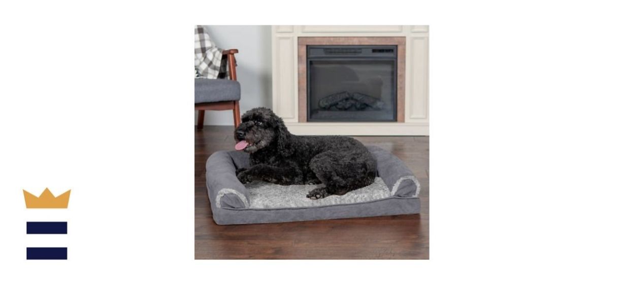 FurHaven Faux Fur and Suede Memory Foam Dog Bed