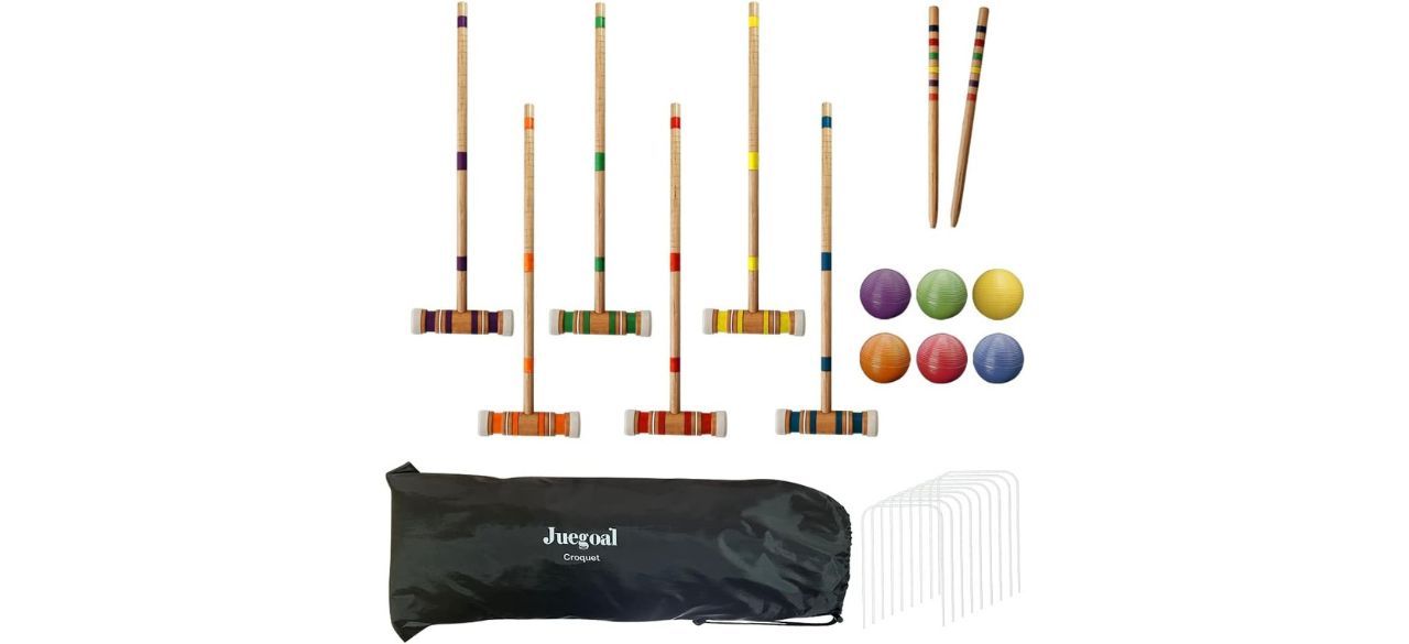 best Juegoal Six Player Croquet Set with Drawstring Bag