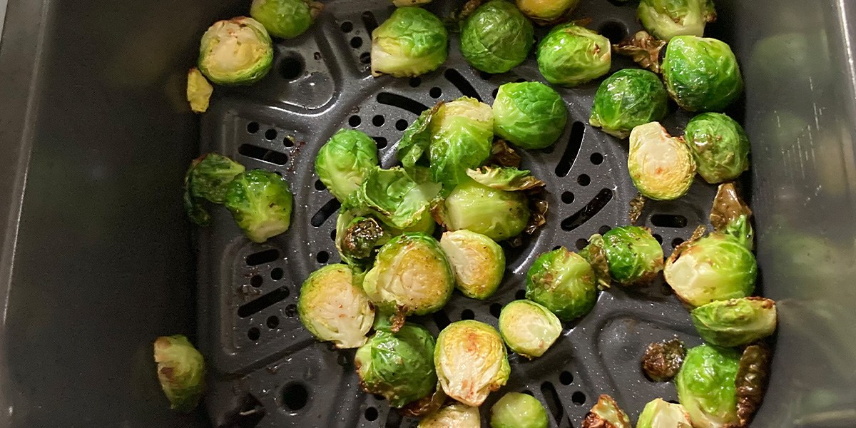 Garlic-herb air-fried Brussels sprouts