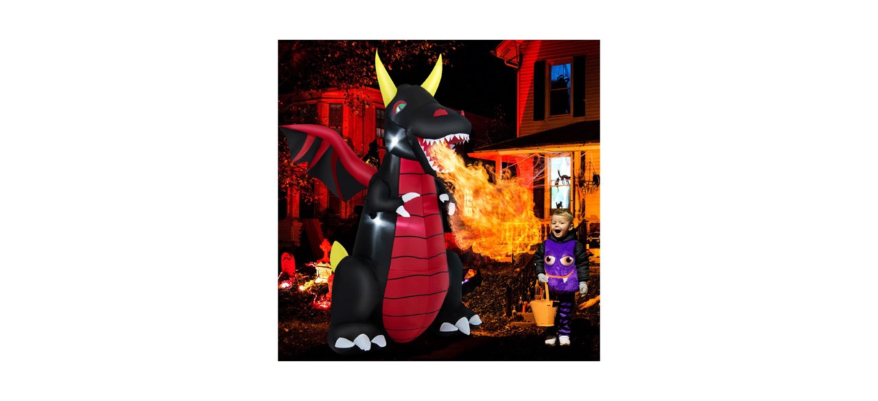 Costway 8 FT Halloween Inflatable Fire Dragon