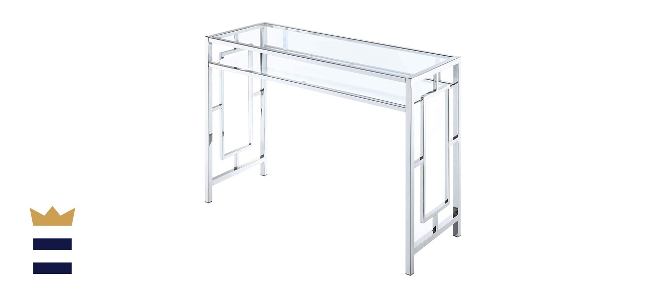 Convenience Concepts Town Square Chrome Desk With Shelf