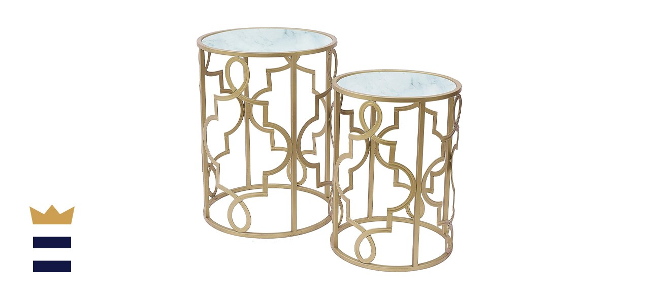 Gold Round Nesting End Side Tables