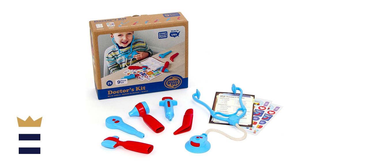 Green Toys Doctor's Kit, Red/Blue - 9 Piece Pretend Play, Motor Skills, Language &amp; Communication Kids Role Play Toy