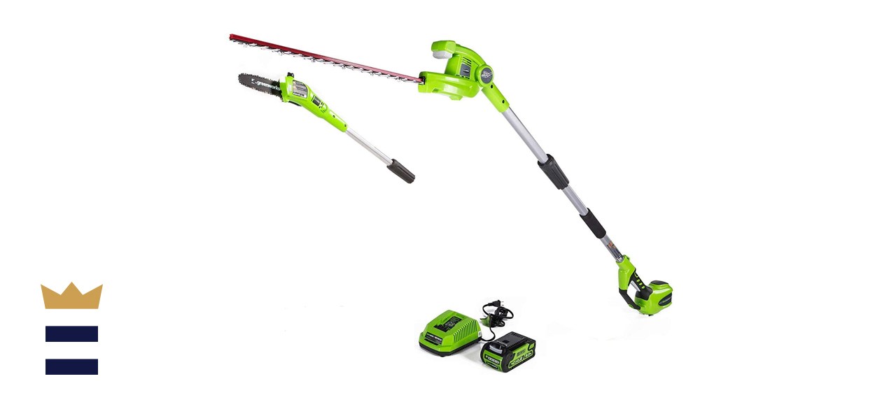 Greenworks 40-volts 8-inch Cordless Pole Saw with Hedge Trimmer Attachment