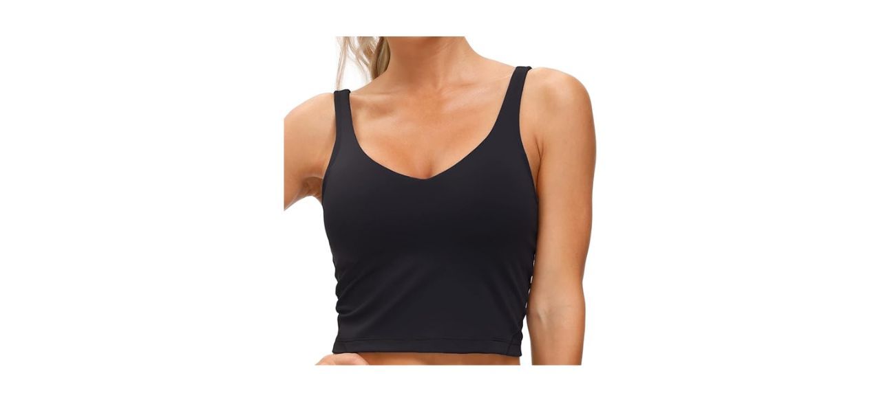 Gym People Women's Sports Bra in black, longline style