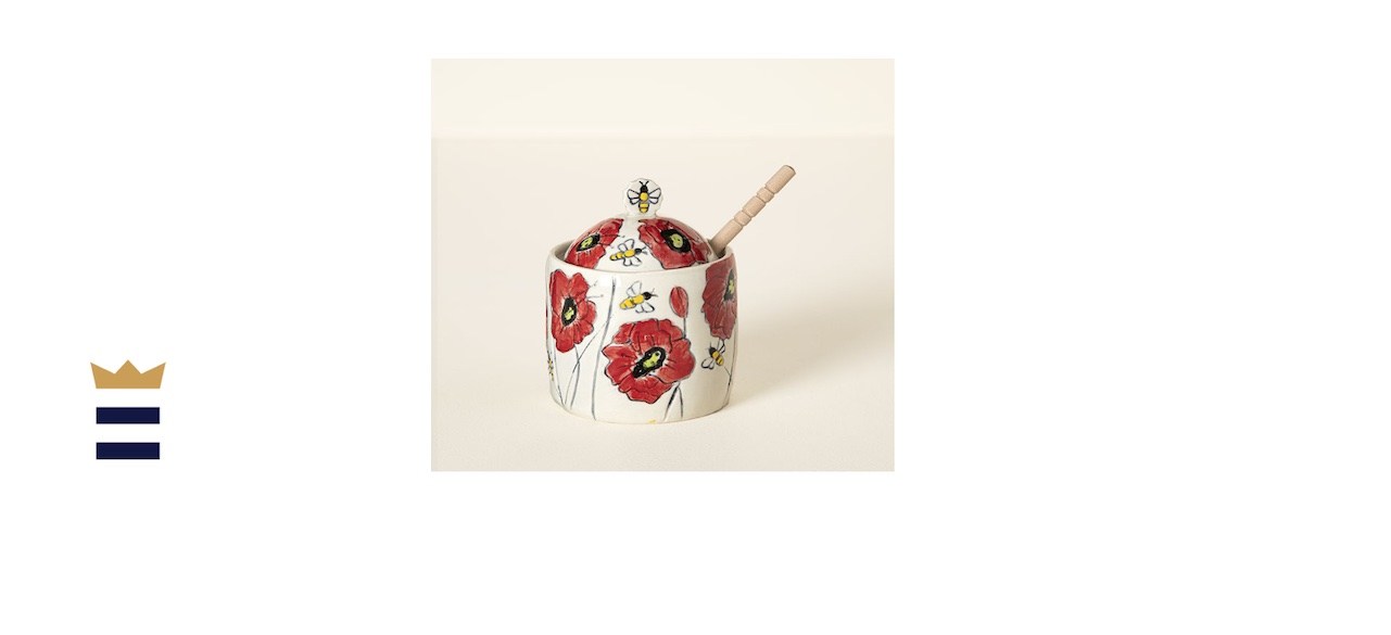 Handmade Stoneware Poppy Honey Pot Handmade Stoneware Poppy Honey Pot