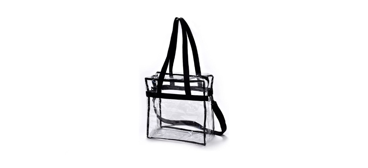 K-cliffs 12 inch Clear PVC Messenger Bag Heavy Duty See Through Tote. Stadium Approved Handbag Transparent Pouch Hand Bags Top Handle & Adjustable