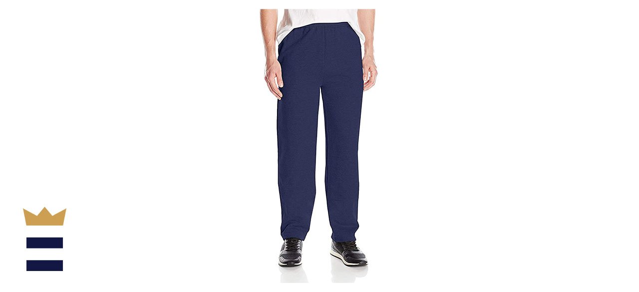 hanes men's ecosmart open leg fleece pant with pockets