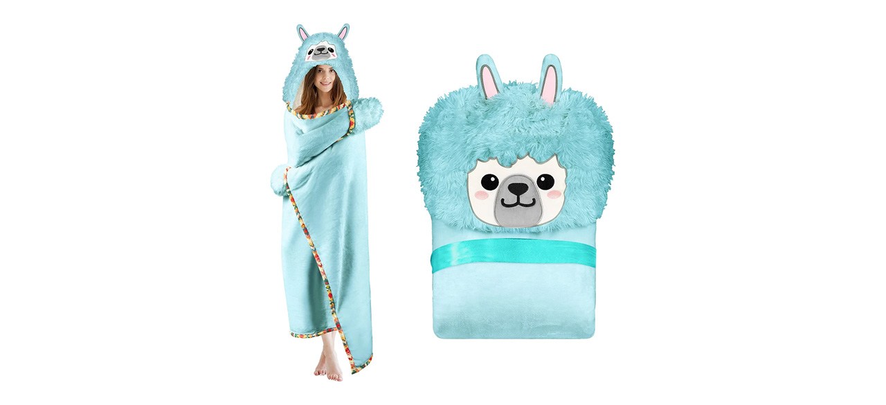 Happy Fuel Llama Wearable Hooded Blanket For Adults