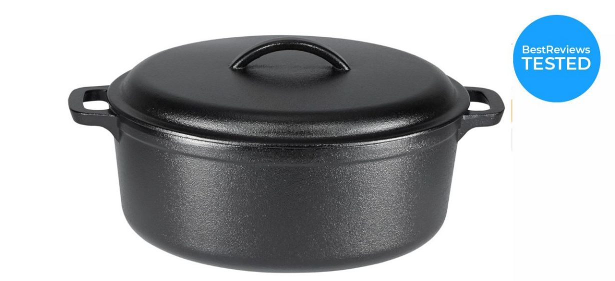 Amazon Basics Round Pre-Seasoned Cast Iron Dutch Oven  Amazon Basics Round Pre-Seasoned Cast Iron Dutch Oven