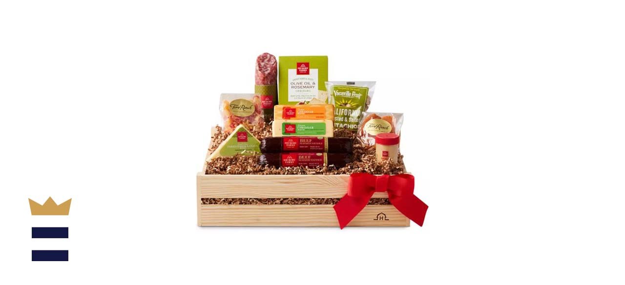 Hickory Farms holiday meat & cheese wooden gift crate