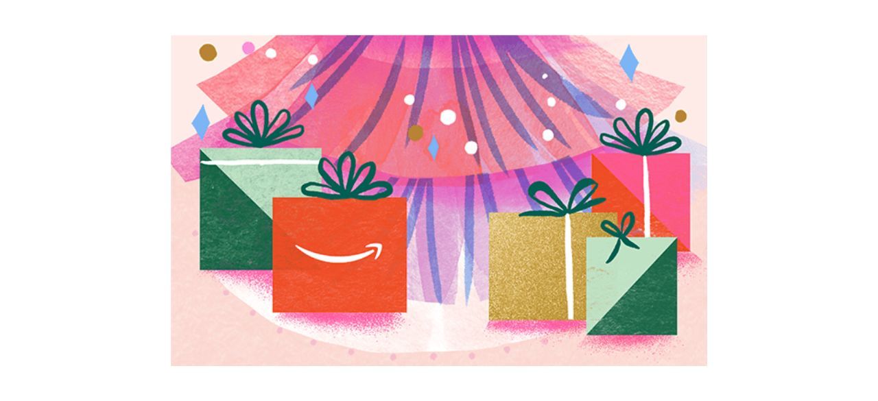 Amazon.com eGift card with presents on it