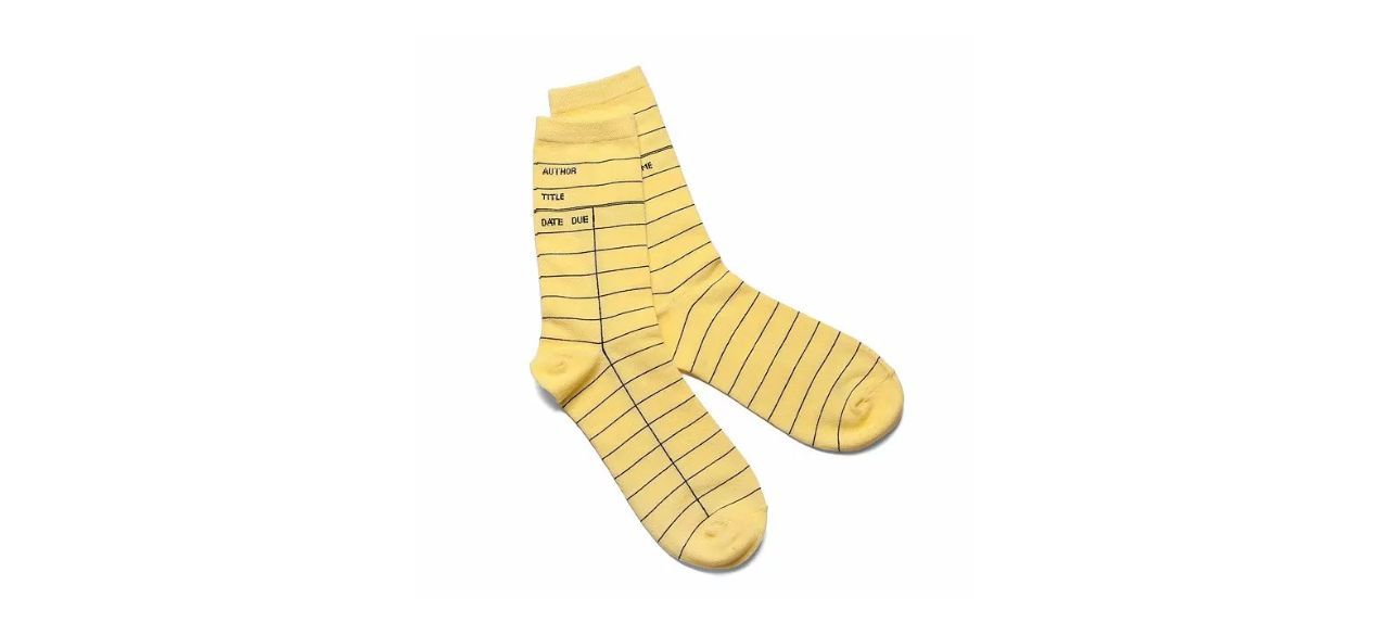 Library card socks, yellow