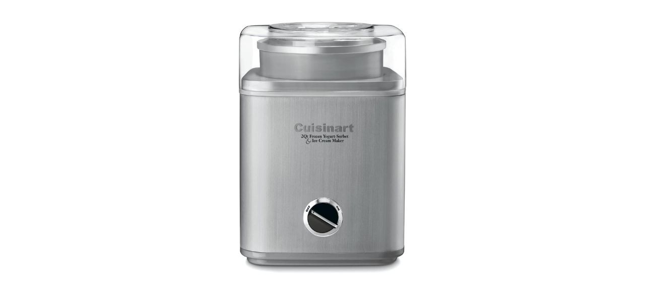 Cuisinart Pure Indulgence 2-Quart Automatic Ice Cream Maker, silver, on white background