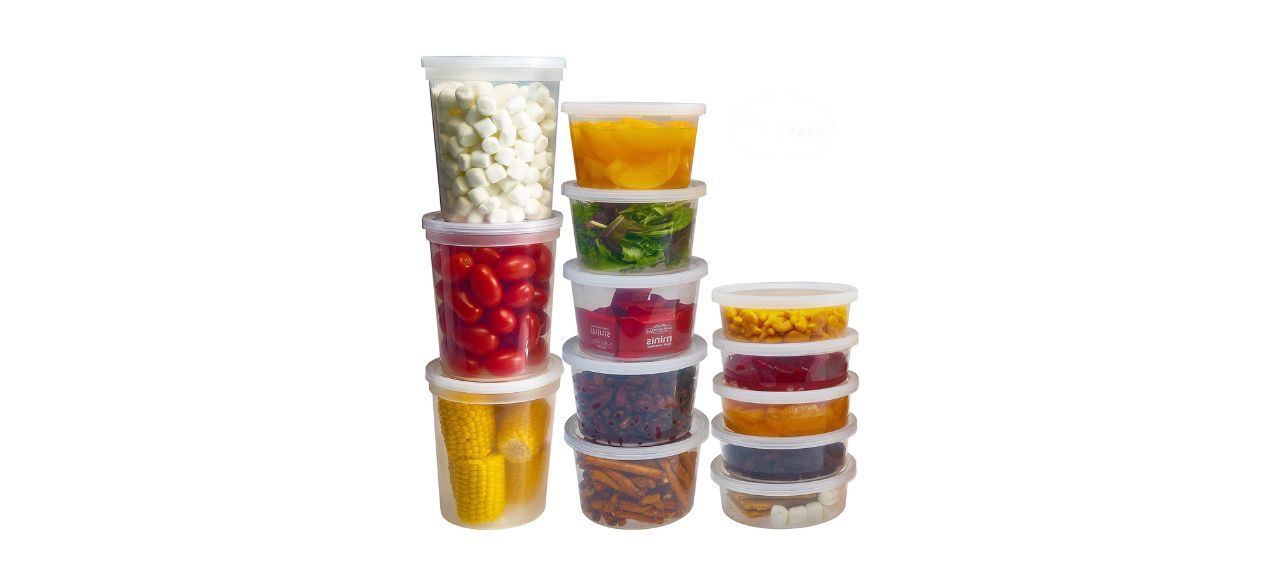 DuraHome Food Storage Containers in different sizes with food in them