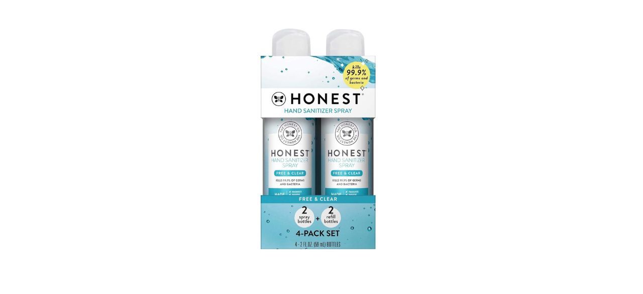 Honest Free & Clear Hand Sanitizer Spray, 2-pack, on white background