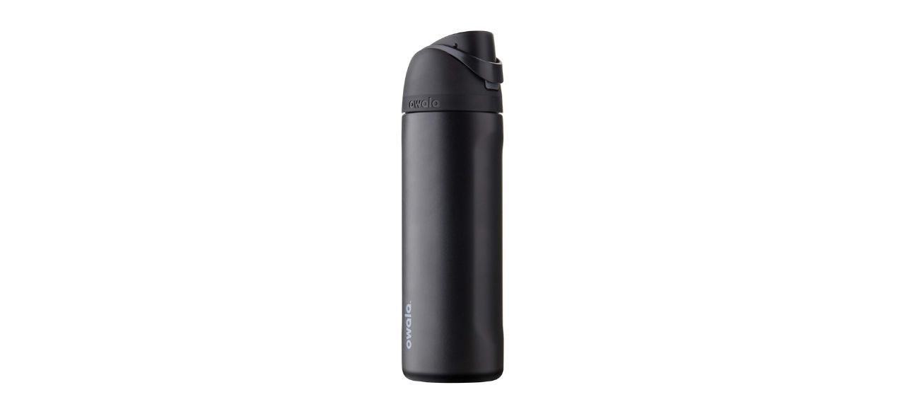 black Owala FreeSip Insulated Stainless Steel Water Bottle on white background