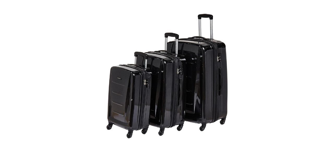 3-piece black hardside luggage bag set