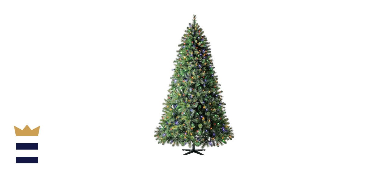 Home Accents Holiday 7.5 ft Wesley Long Needle Pine LED Pre-Lit Artificial Christmas Tree with Color Changing Mini Lights