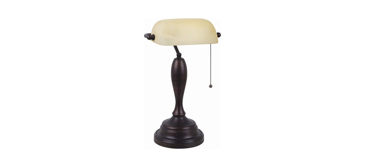 Home-Best Catalina Traditional Banker's Lamp with Glass Shade