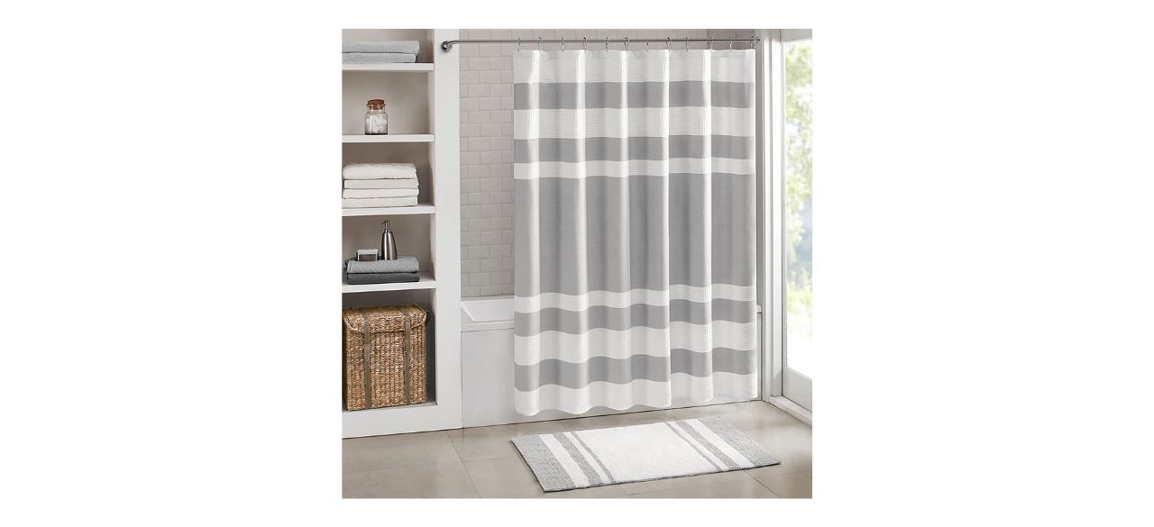 Madison Park Waffle Shower Curtain