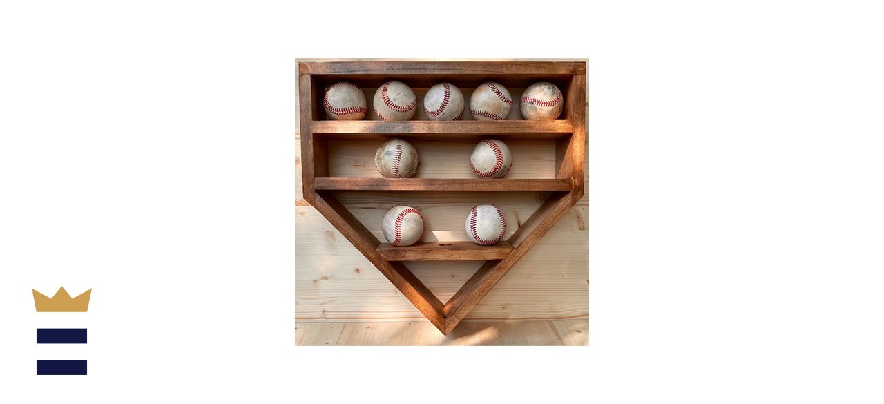 Home plate baseball display case wall shelf