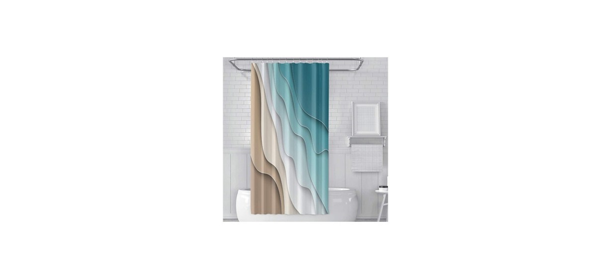 Hoooottle Abstract Blue Sea and Beach Summer Waves Shower Curtain