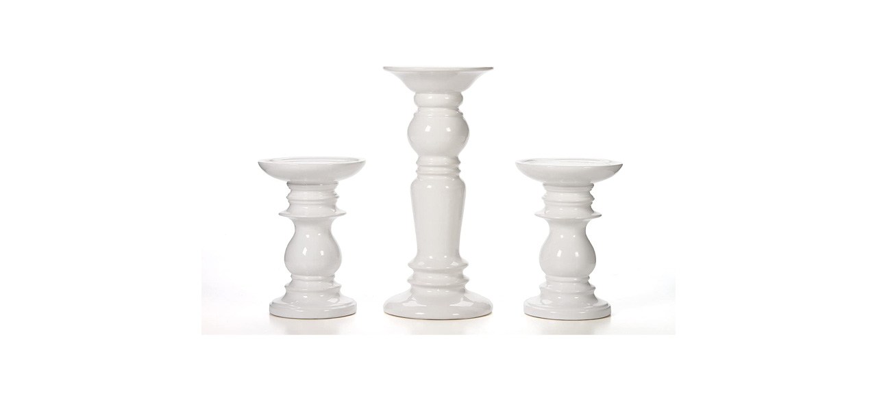 Hosley Set of 3, 3.9 inch High, Glass Taper Candle Holders, HOSLEY