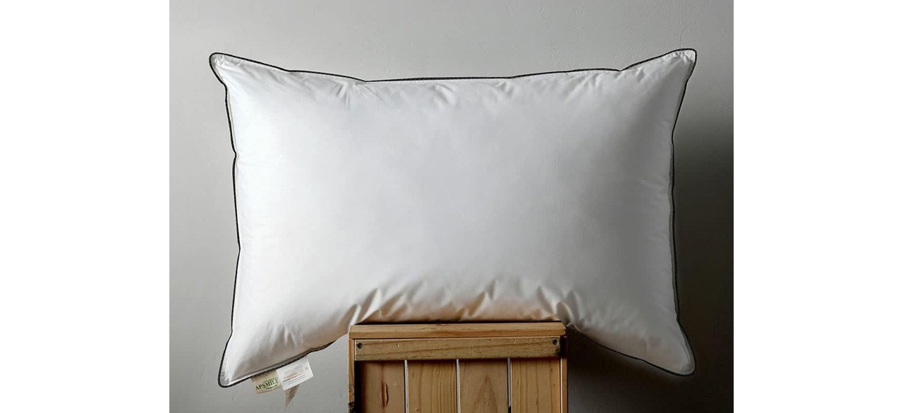 White Apsmile Goose Feather Down Pillow on nightstand